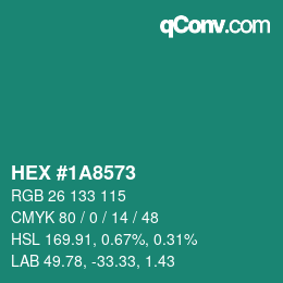 Color code: HEX #1A8573 | qconv.com