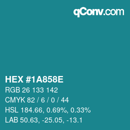 Color code: HEX #1A858E | qconv.com