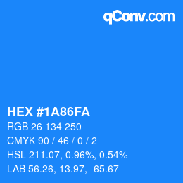 Código de color: HEX #1A86FA | qconv.com