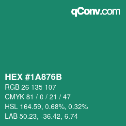Color code: HEX #1A876B | qconv.com