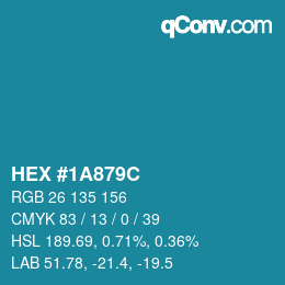 Color code: HEX #1A879C | qconv.com