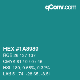 Color code: HEX #1A8989 | qconv.com