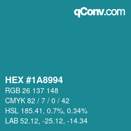 Color code: HEX #1A8994 | qconv.com