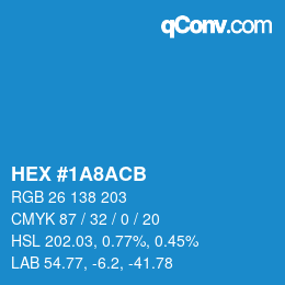 Color code: HEX #1A8ACB | qconv.com