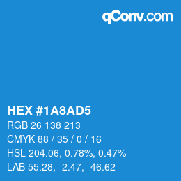 Color code: HEX #1A8AD5 | qconv.com