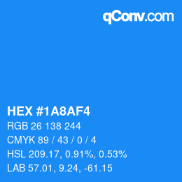 カラーコード: HEX #1A8AF4 | qconv.com