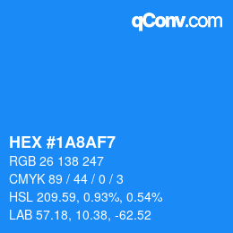 カラーコード: HEX #1A8AF7 | qconv.com