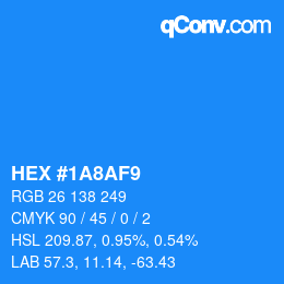 カラーコード: HEX #1A8AF9 | qconv.com