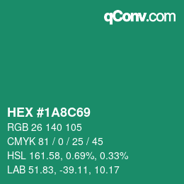 Color code: HEX #1A8C69 | qconv.com