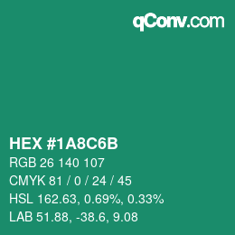 Color code: HEX #1A8C6B | qconv.com