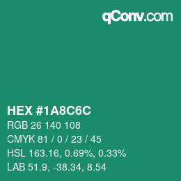 Color code: HEX #1A8C6C | qconv.com