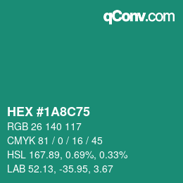 Color code: HEX #1A8C75 | qconv.com