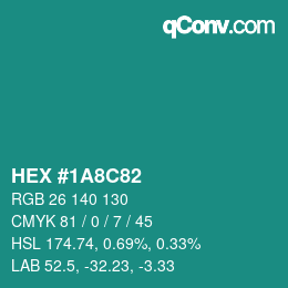 Color code: HEX #1A8C82 | qconv.com