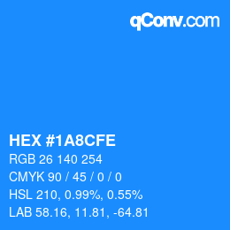 Color code: HEX #1A8CFE | qconv.com