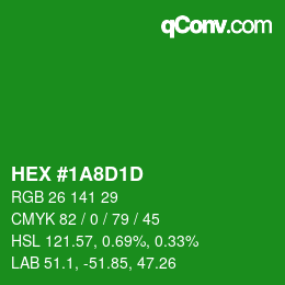 Color code: HEX #1A8D1D | qconv.com