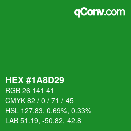 Color code: HEX #1A8D29 | qconv.com
