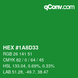Color code: HEX #1A8D33 | qconv.com
