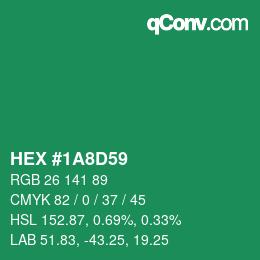 Farbcode: HEX #1A8D59 | qconv.com