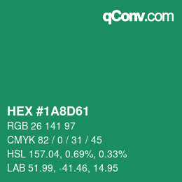 Color code: HEX #1A8D61 | qconv.com