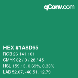 Color code: HEX #1A8D65 | qconv.com