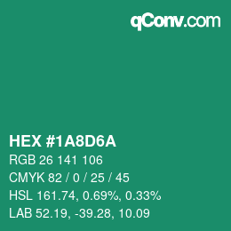 Color code: HEX #1A8D6A | qconv.com