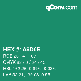 カラーコード: HEX #1A8D6B | qconv.com