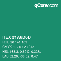 カラーコード: HEX #1A8D6D | qconv.com
