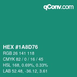 Color code: HEX #1A8D76 | qconv.com