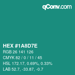 Código de color: HEX #1A8D7E | qconv.com