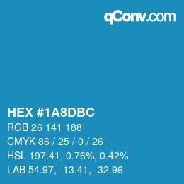 颜色代码: HEX #1A8DBC | qconv.com