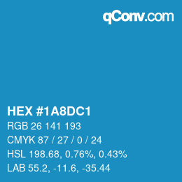 颜色代码: HEX #1A8DC1 | qconv.com