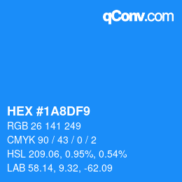 Farbcode: HEX #1A8DF9 | qconv.com