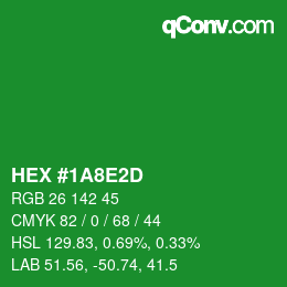 颜色代码: HEX #1A8E2D | qconv.com