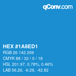 颜色代码: HEX #1A8ED1 | qconv.com