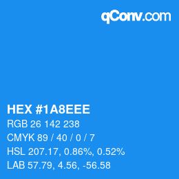 Color code: HEX #1A8EEE | qconv.com