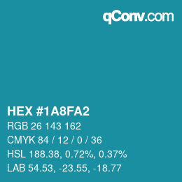Farbcode: HEX #1A8FA2 | qconv.com