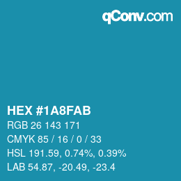 Farbcode: HEX #1A8FAB | qconv.com