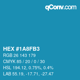 颜色代码: HEX #1A8FB3 | qconv.com