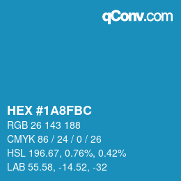颜色代码: HEX #1A8FBC | qconv.com