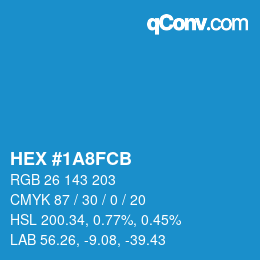 Color code: HEX #1A8FCB | qconv.com