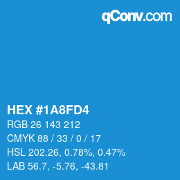 カラーコード: HEX #1A8FD4 | qconv.com