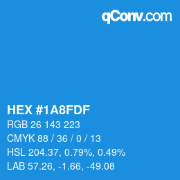 Farbcode: HEX #1A8FDF | qconv.com