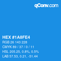 Color code: HEX #1A8FE4 | qconv.com