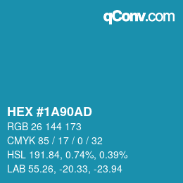 Code couleur: HEX #1A90AD | qconv.com