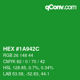 Color code: HEX #1A942C | qconv.com