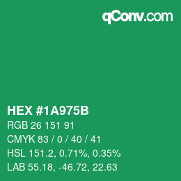 Color code: HEX #1A975B | qconv.com
