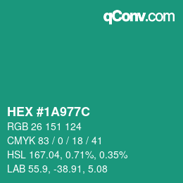 Farbcode: HEX #1A977C | qconv.com