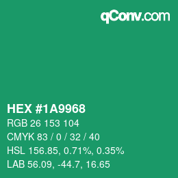 Color code: HEX #1A9968 | qconv.com