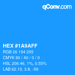 Color code: HEX #1A9AFF | qconv.com