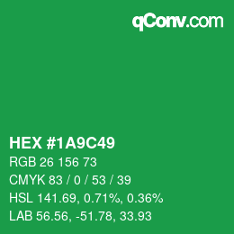 Color code: HEX #1A9C49 | qconv.com